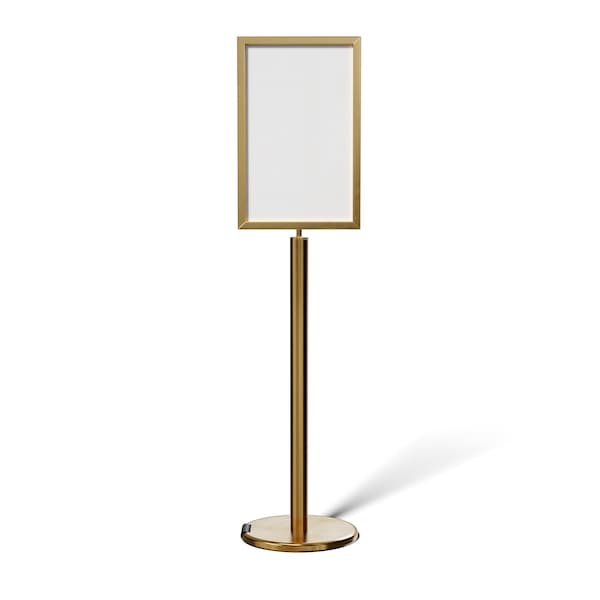 Montour Line Sign Frame Floor Standing 14x22V Satin Brass, EXIT SALIDA FSE200-1422-V-SB-EXITDBL - main
